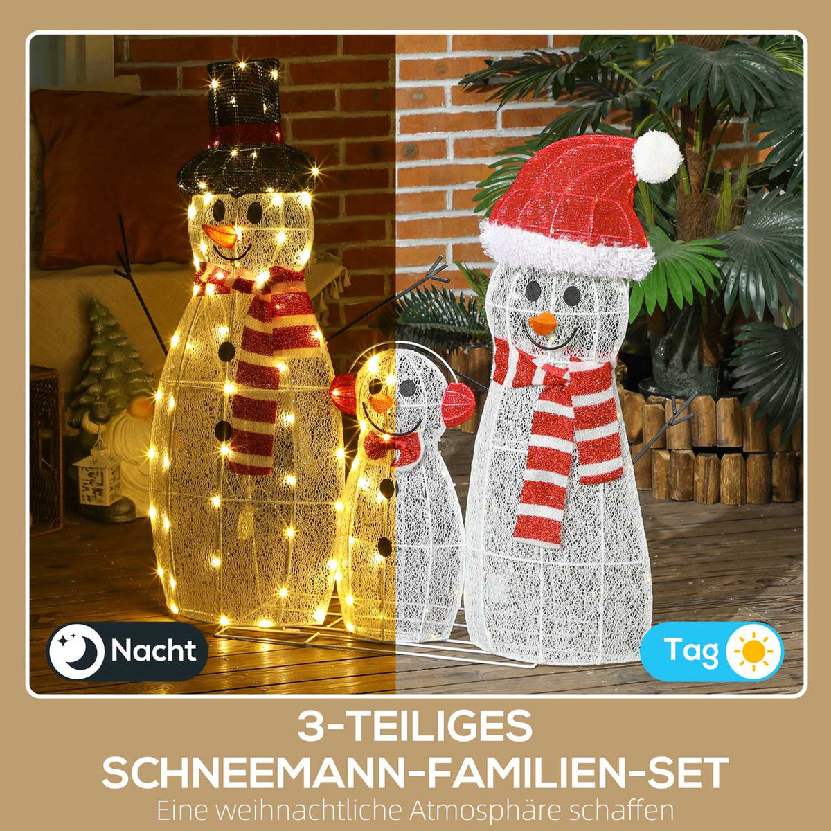148 LED snowman, Christmas decoration in warm white, Christmas lighting, stainless steel frame, for indoor, outdoor, white