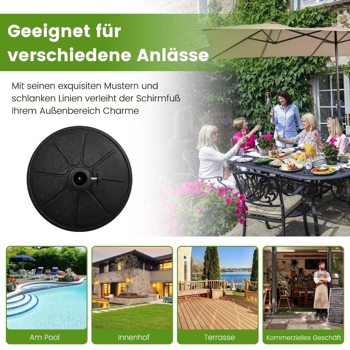 14 kg heavy umbrella stand with 45 cm diameter for umbrella poles of φ38/48 mm