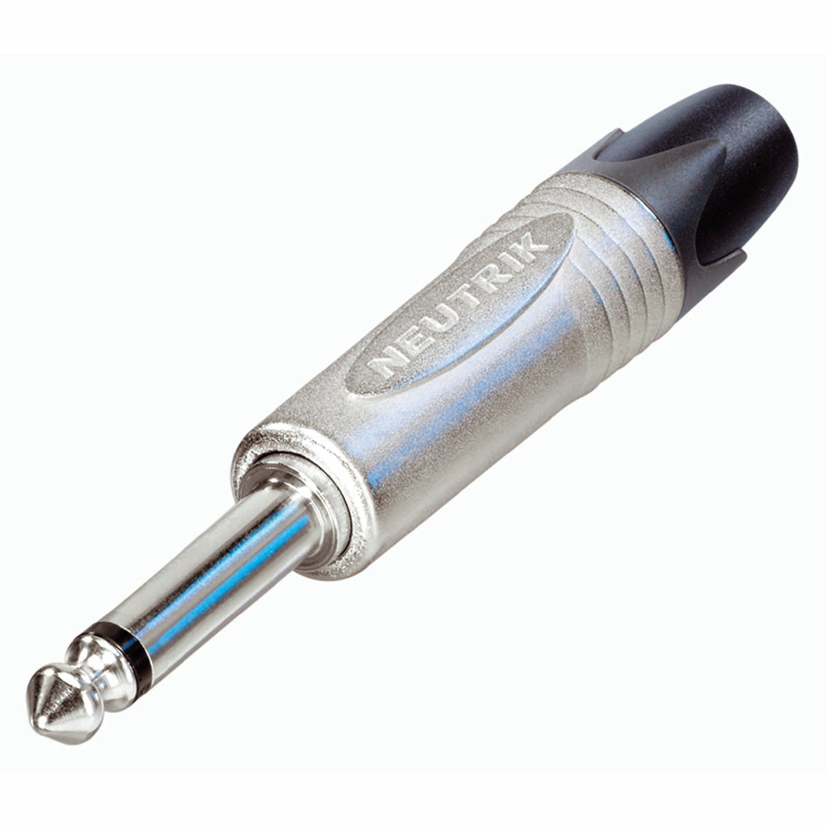 1/4" professional phone jack, 2-pin, nickel contacts, nickel shell
