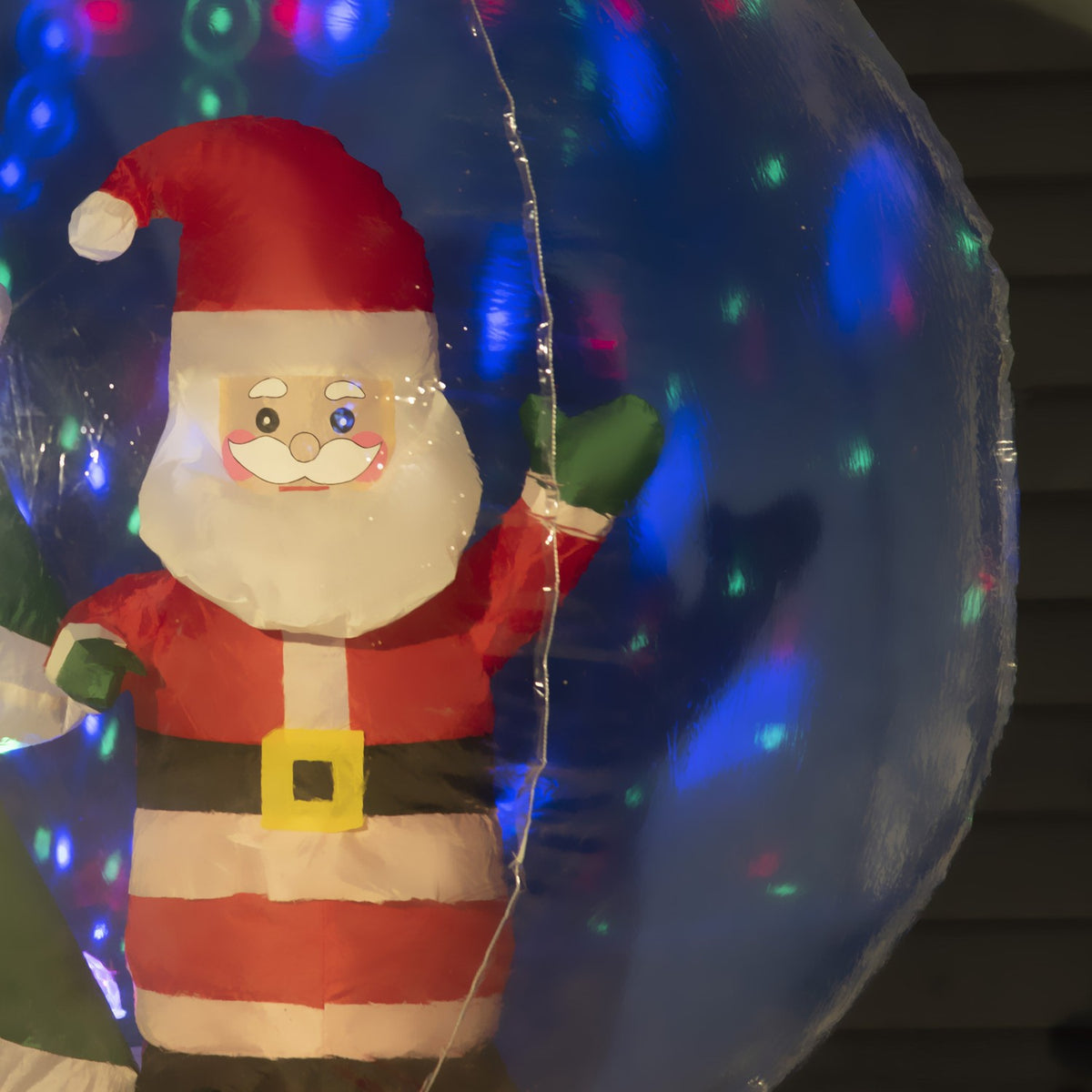 150 Cm Inflatable Christmas Decoration With Santa Claus And Christmas Tree In The Crystal Ball, Waterproof With Led Light Incl. Blower Ip44
