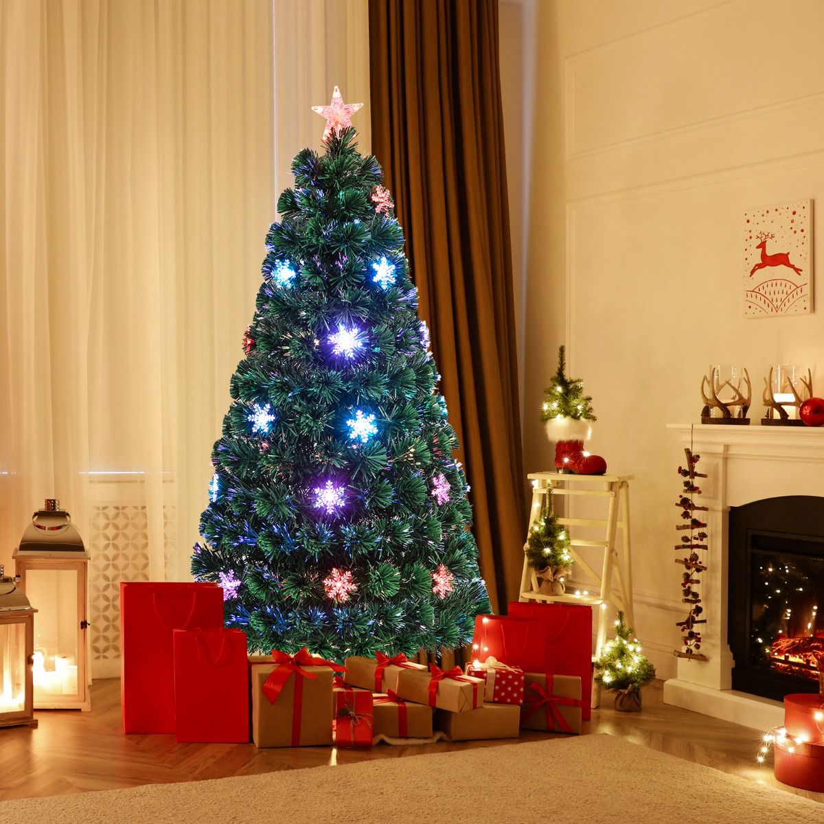 150cm Fiber Optic Christmas Tree – 24 LED, Snowflakes