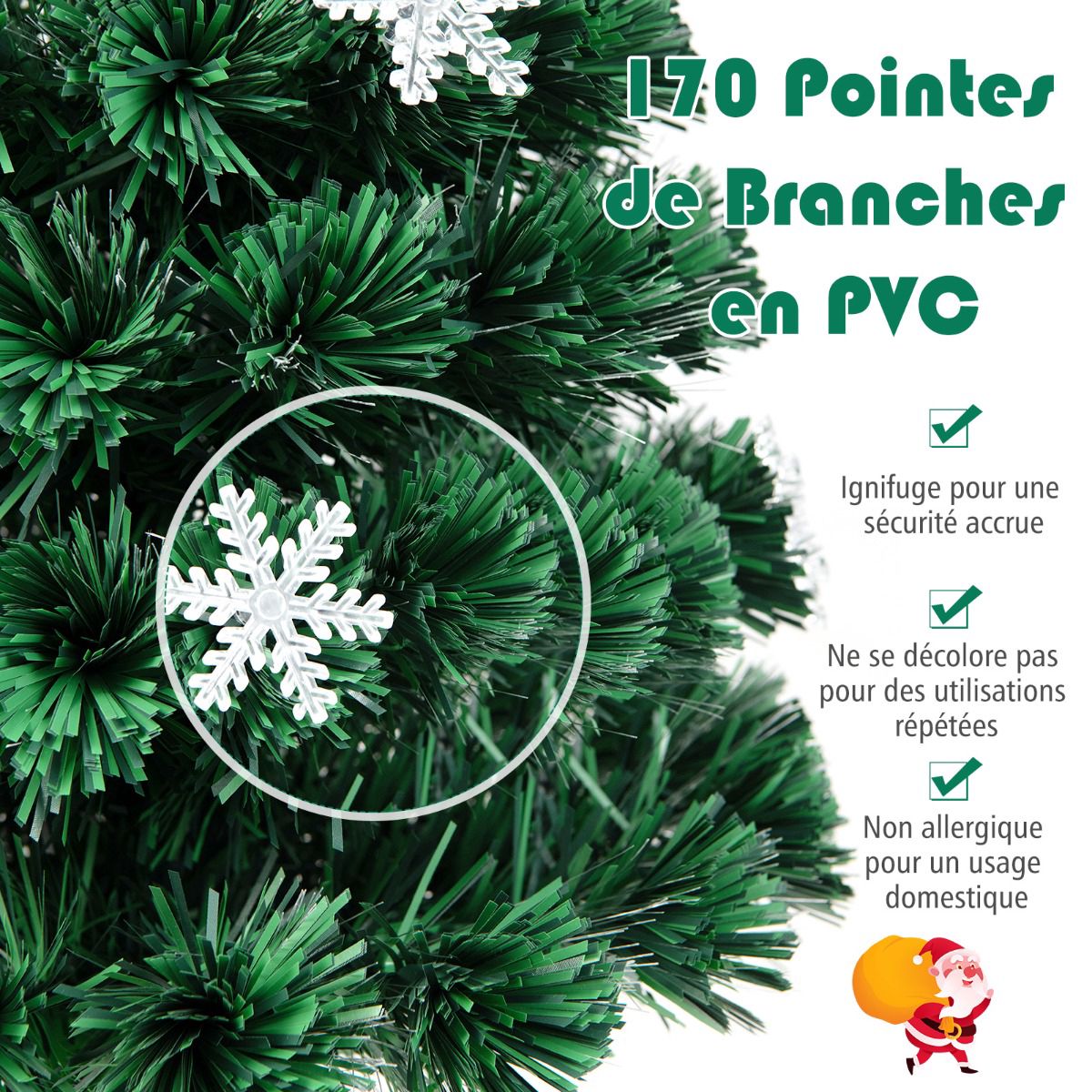 150cm Fiber Optic Christmas Tree – 24 LED, Snowflakes