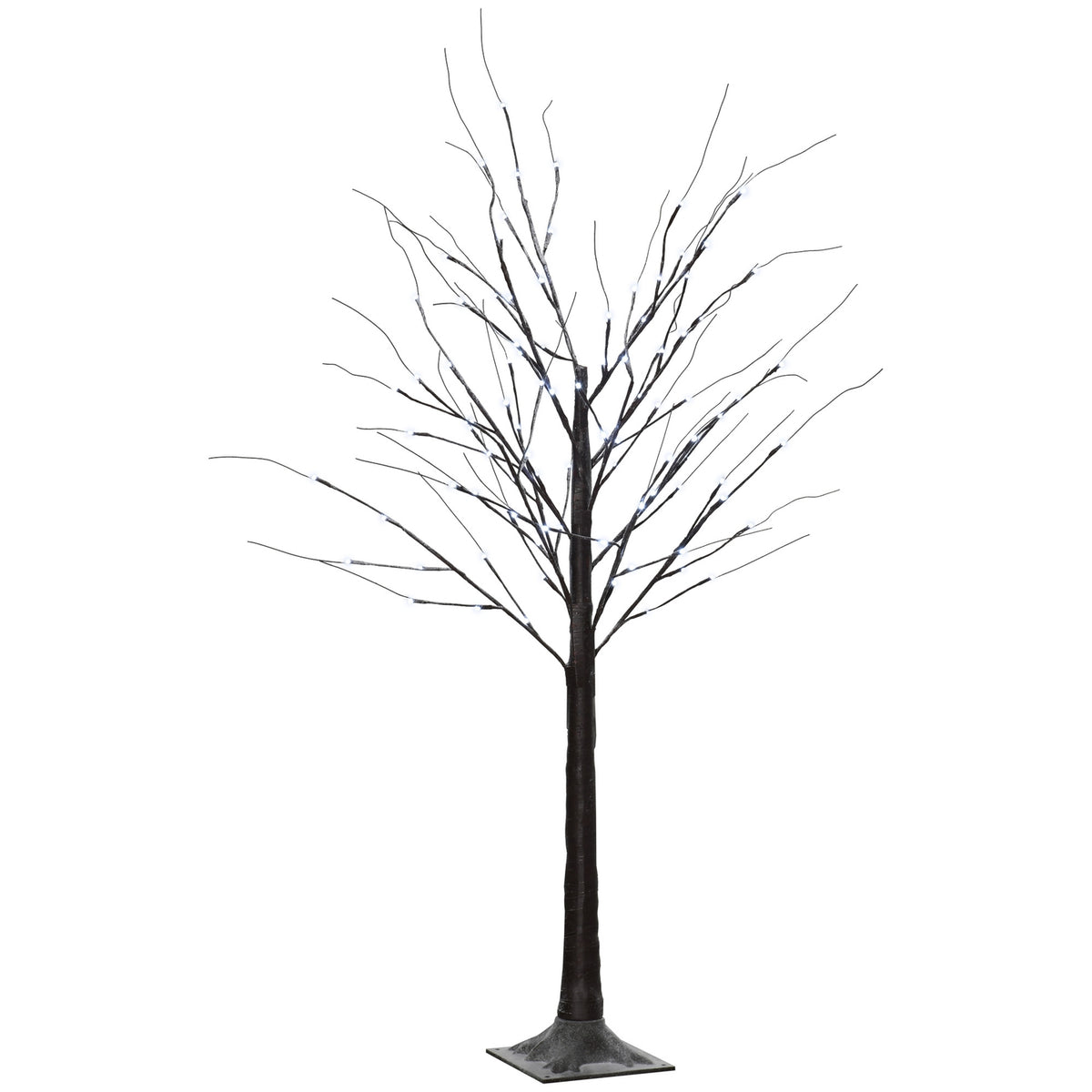 150 cm artificial birch tree with 96 LED lights and artificial snow for Christmas decorations and celebrations, ideal for parties, weddings