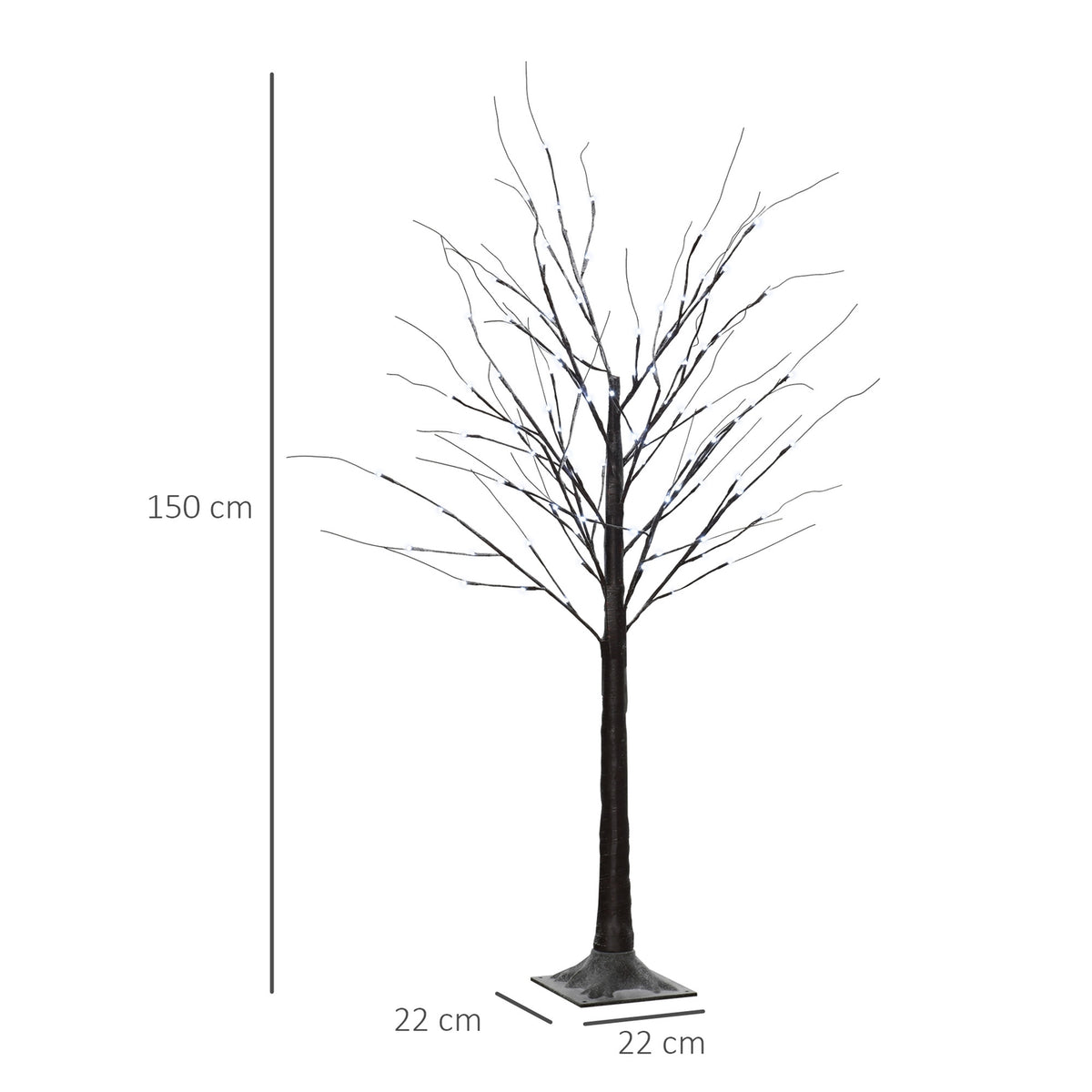150 cm artificial birch tree with 96 LED lights and artificial snow for Christmas decorations and celebrations, ideal for parties, weddings