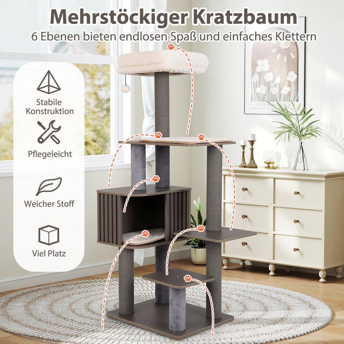 151 cm Cat Tree with Condo, Scratching Posts & Toys