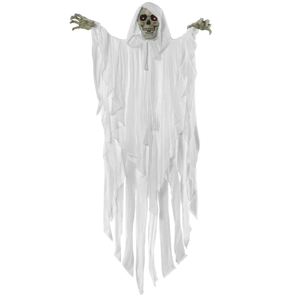 153 Cm Halloween Decoration Horror Ghost Hanging Skeleton Skull Ghost Eye Glow With Special Effects And Sound Function White