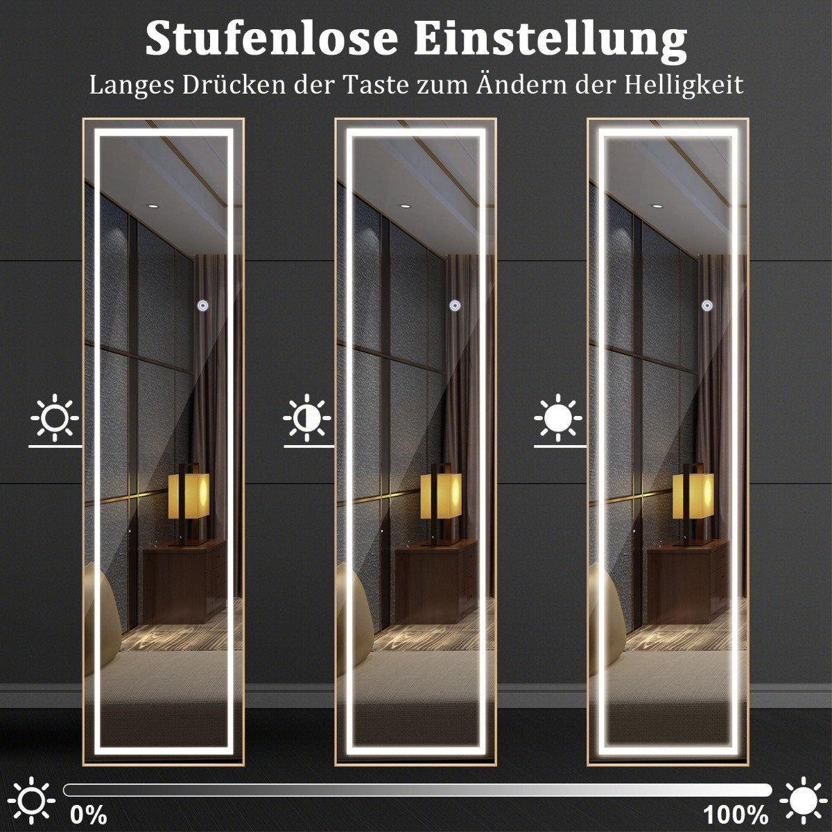 155cm full length mirror with golden aluminum frame & explosion-proof film rectangular standing mirror