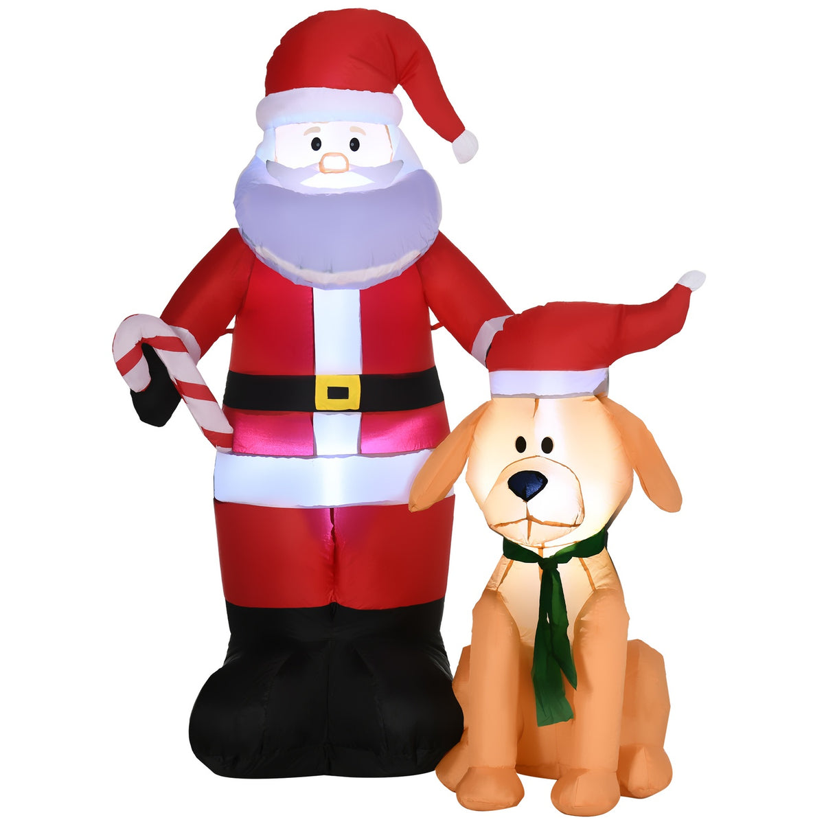 157Cm Inflatable Santa Claus With Dog Self-Inflating Christmas Lights Led Waterproof Christmas Decoration For Indoor And Outdoor Use