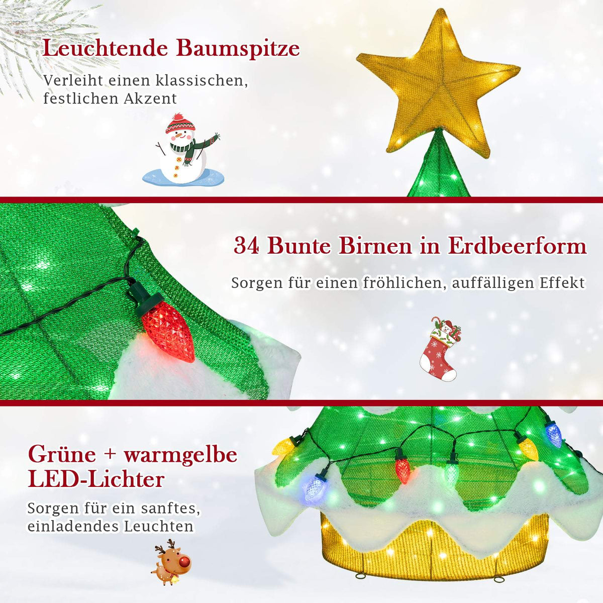 157 cm LED Christmas Tree with Star & Strawberry Bulbs