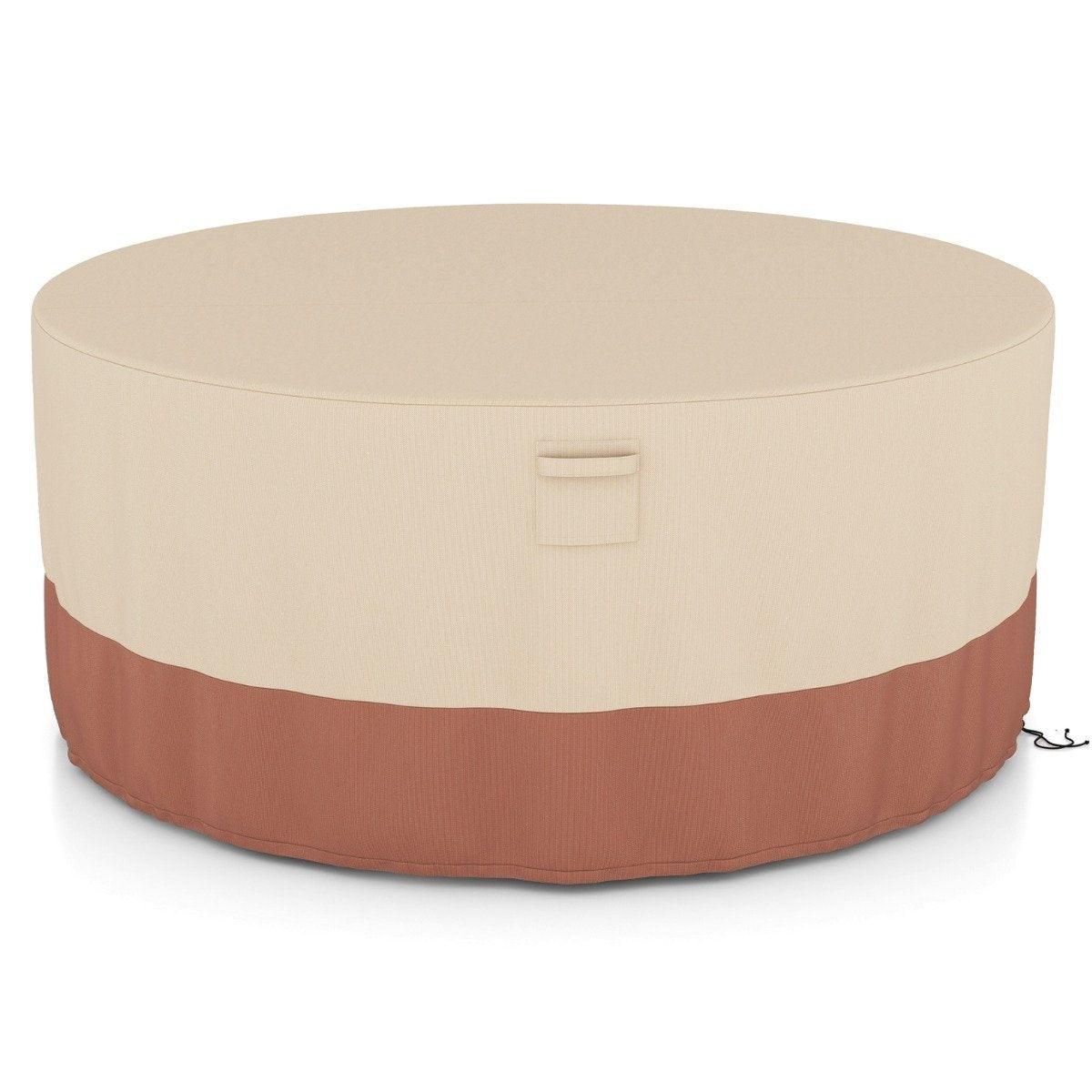 Ø 158 cm Round patio furniture cover with ventilation slots & buckles & cords beige