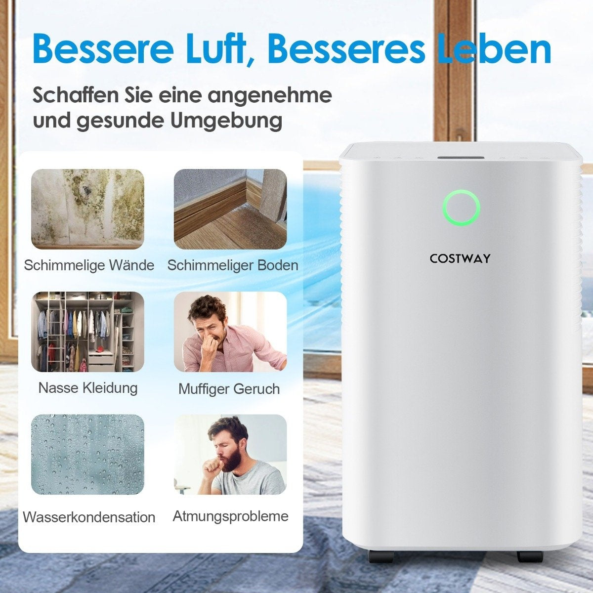 15㎡ Dehumidifier 15L Dehumidifier with 3 Modes Mobile Dehumidifier 25.5 x 22 x 45 cm White