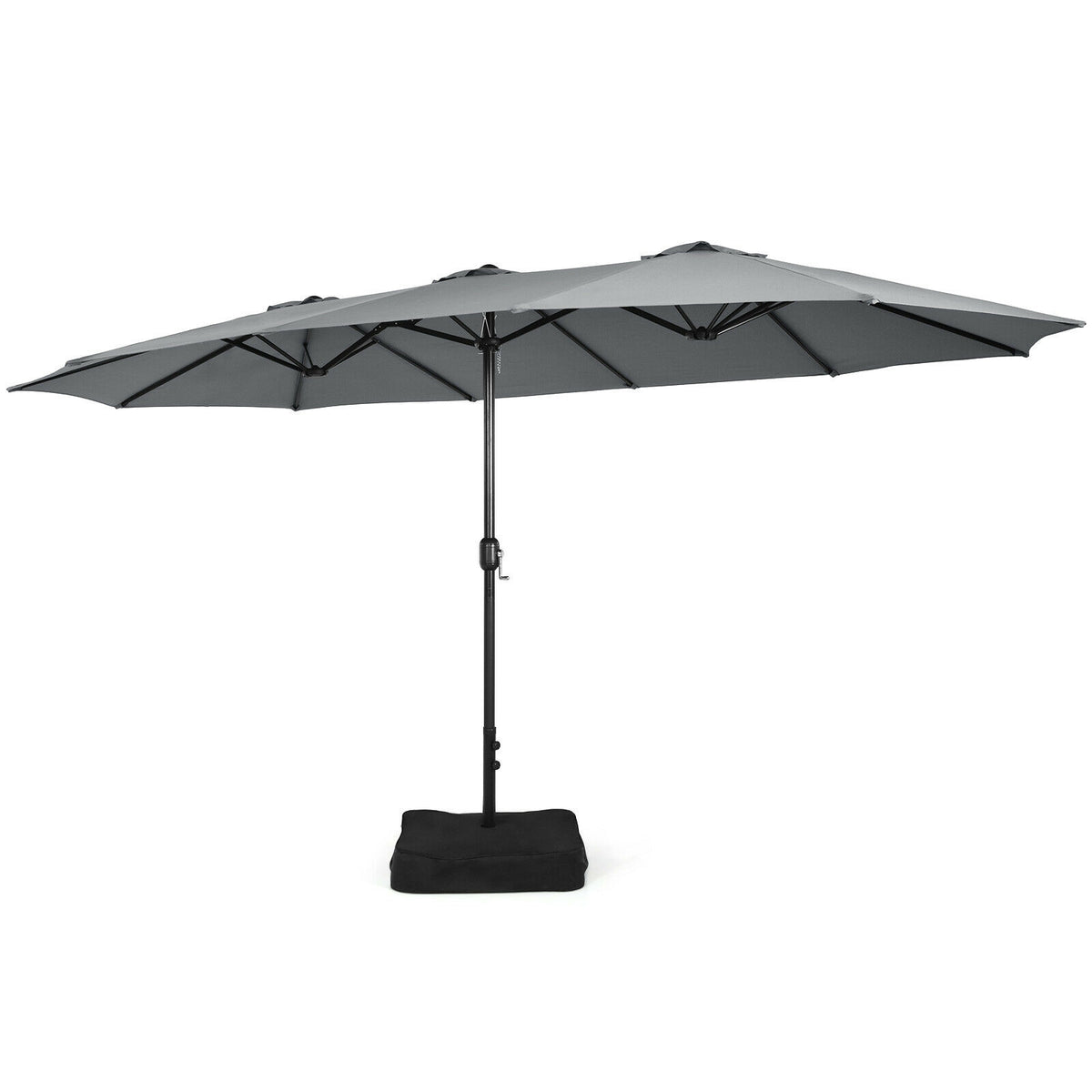 15 Ft Double-Sided Patio Umbrella With Crank And Base