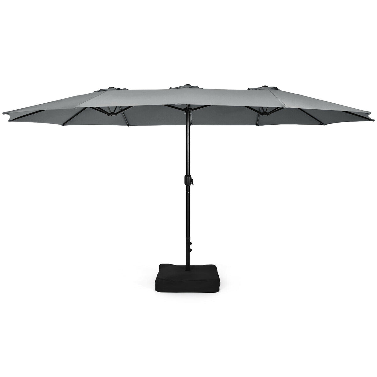 15 Ft Double-Sided Patio Umbrella With Crank And Base