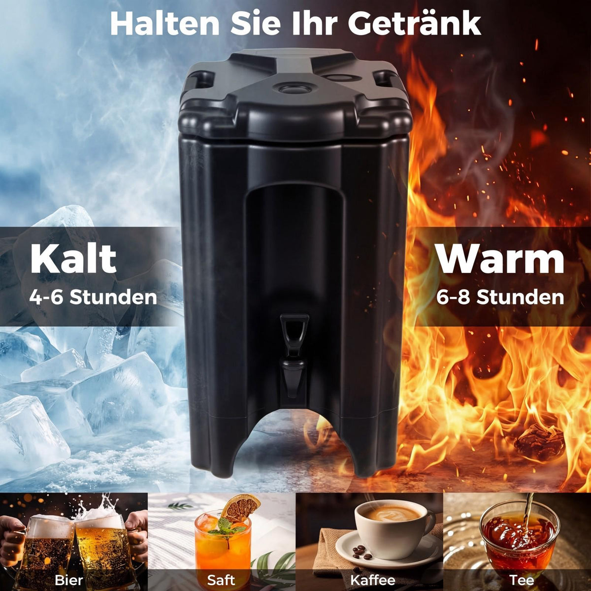 16.5L Insulated Beverage Dispenser with Spigot, Black