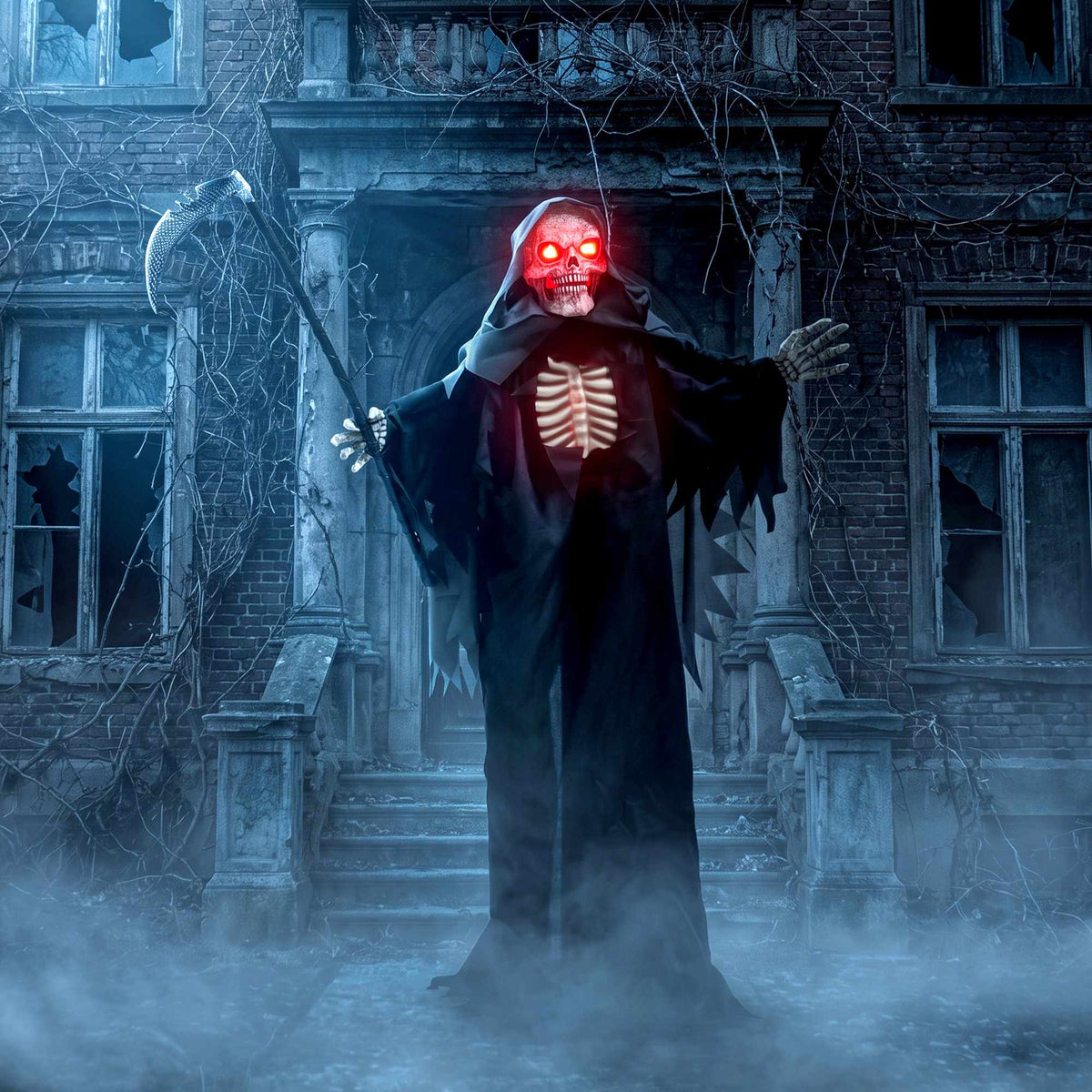 170 cm Animated Grim Reaper Halloween Decor with Lights