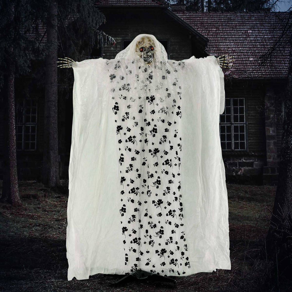 175Cm Halloween Decoration Ghost Bride Hanging Skeleton Skull Eye Glow With Special Effects And Sound Function In Life Size