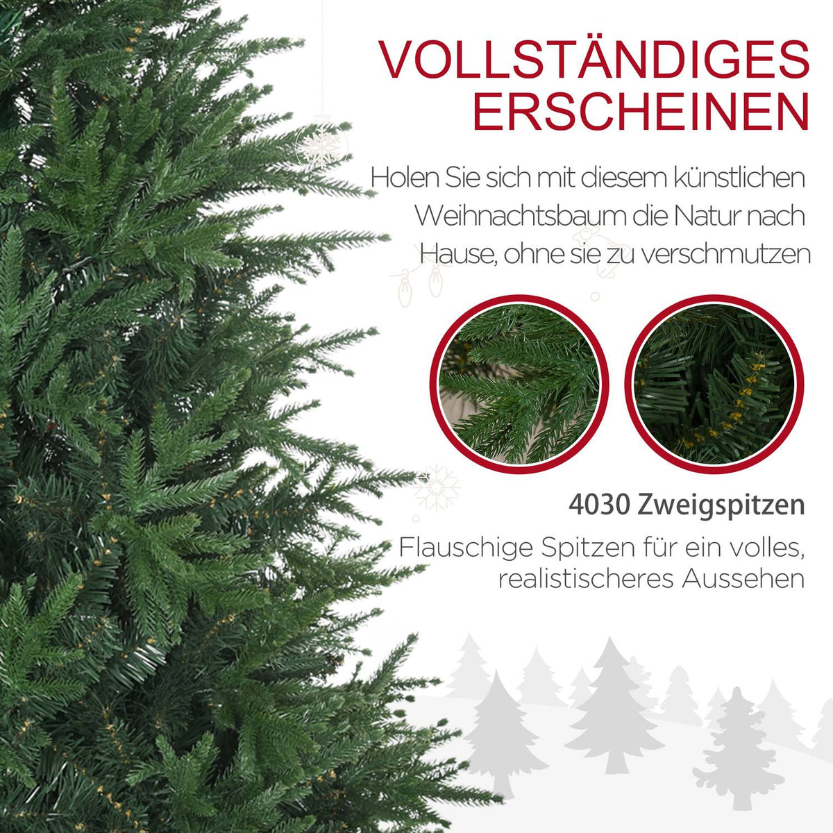 180 Cm Artificial Christmas Tree, Lifelike Dense Branches, Artificial Fir Tree With 4030 Branch Tips, Realistic Look, Green