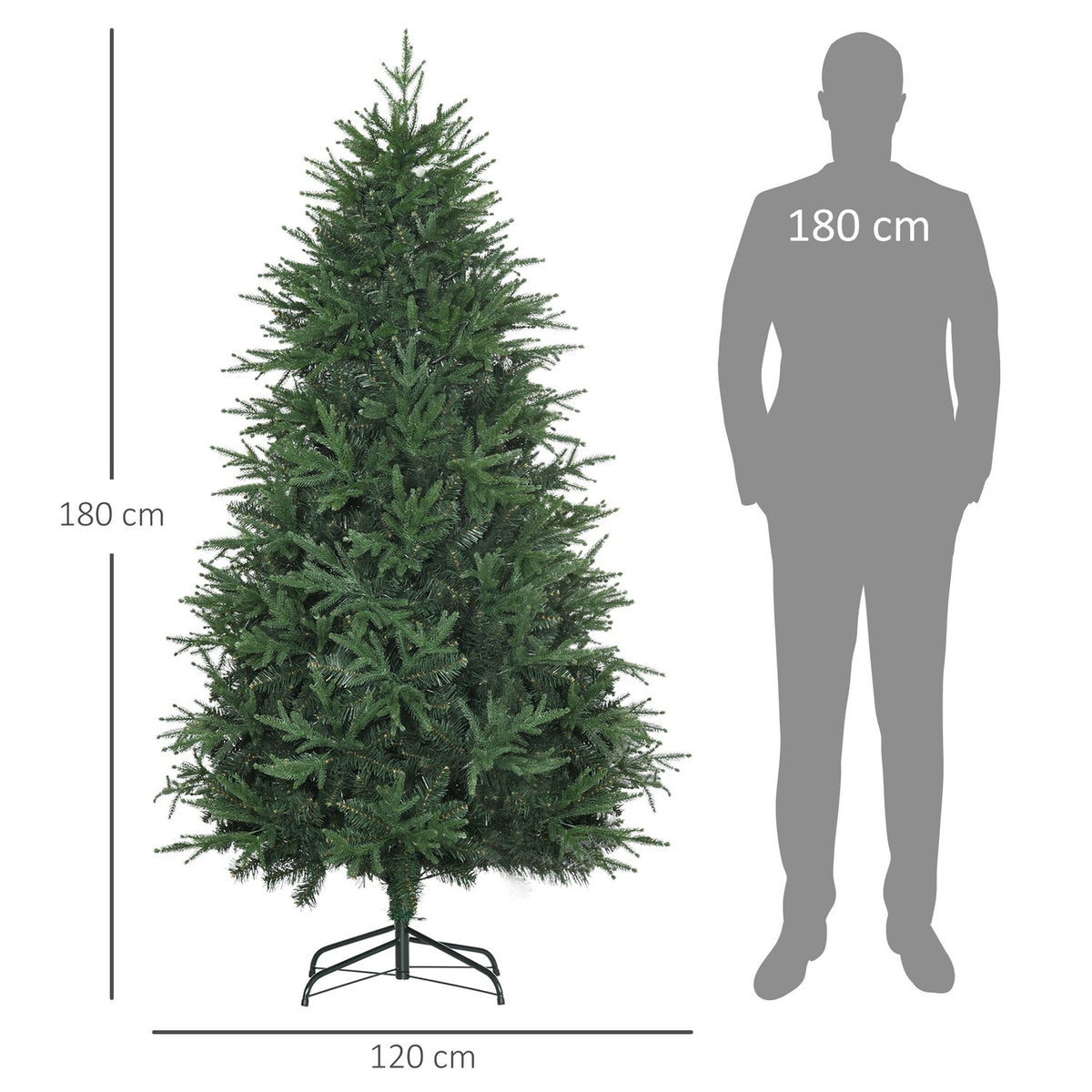 180 Cm Artificial Christmas Tree, Lifelike Dense Branches, Artificial Fir Tree With 4030 Branch Tips, Realistic Look, Green