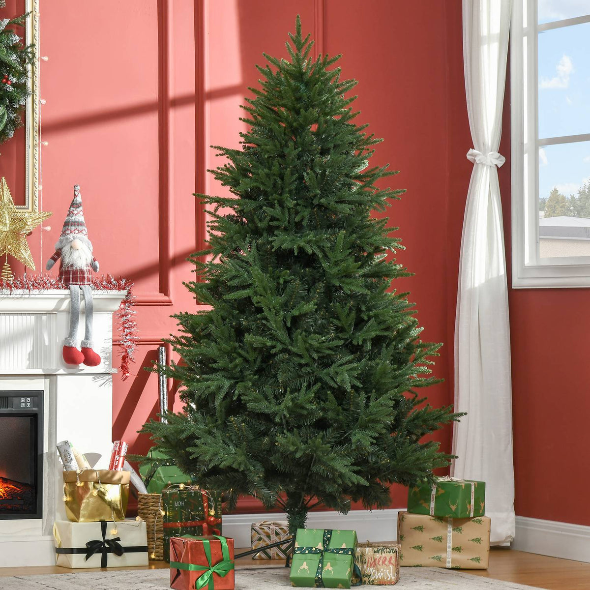 180 Cm Artificial Christmas Tree, Lifelike Dense Branches, Artificial Fir Tree With 4030 Branch Tips, Realistic Look, Green