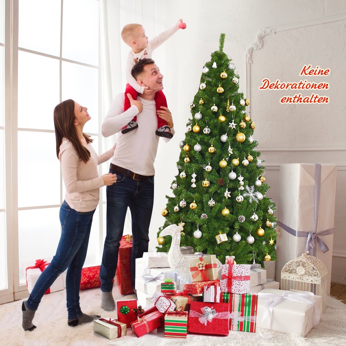 180cm Artificial Christmas Tree Christmas Tree with 1,000 PVC Pine Needles Green
