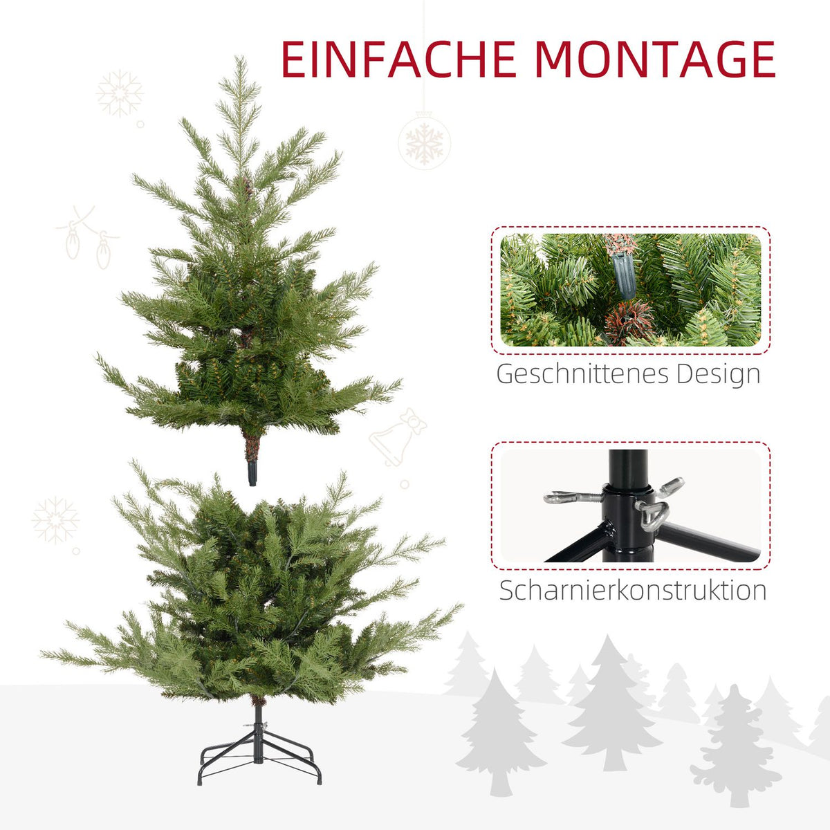180 cm Artificial Christmas Tree Lifelike Dense Branches Christmas Tree with 1942 Branch Tips Realistic Look for Christmas Green