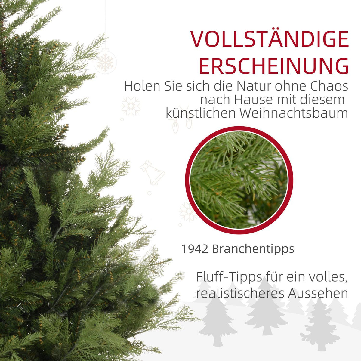 180 cm Artificial Christmas Tree Lifelike Dense Branches Christmas Tree with 1942 Branch Tips Realistic Look for Christmas Green