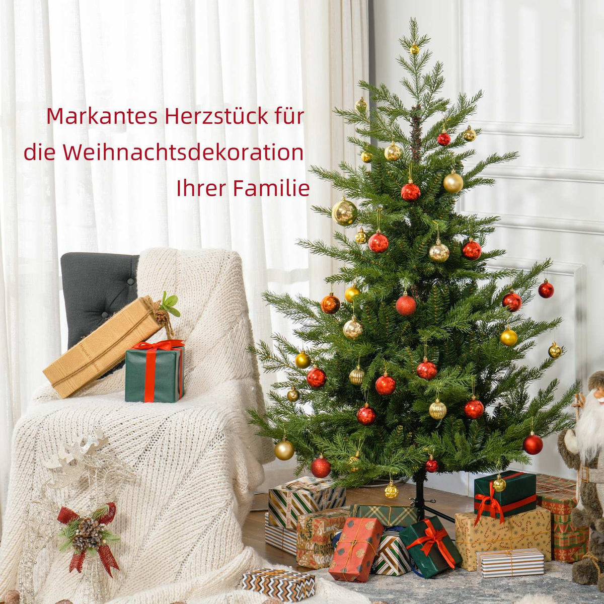 180 cm Artificial Christmas Tree Lifelike Dense Branches Christmas Tree with 1942 Branch Tips Realistic Look for Christmas Green