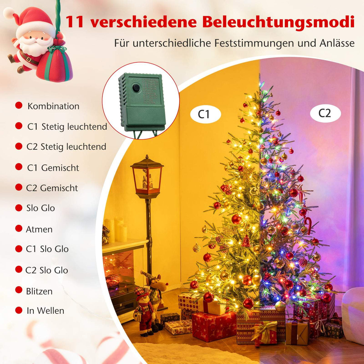 180 cm Artificial Christmas Tree with 250 LED Lights