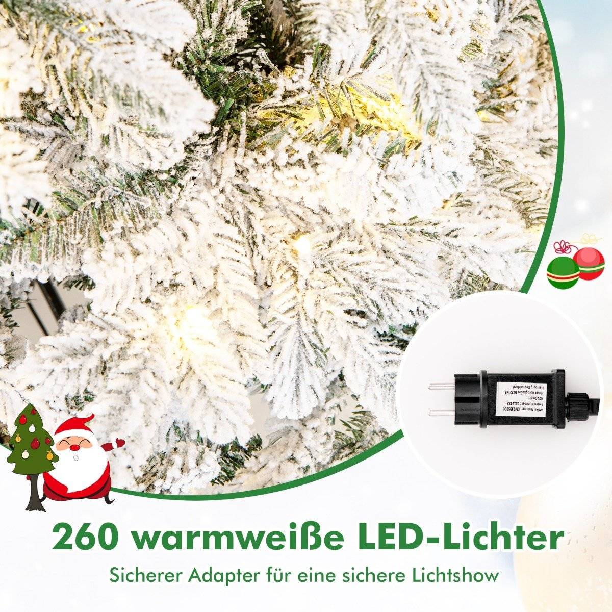 180 cm Artificial Christmas Tree with 260 Warm White LEDs
