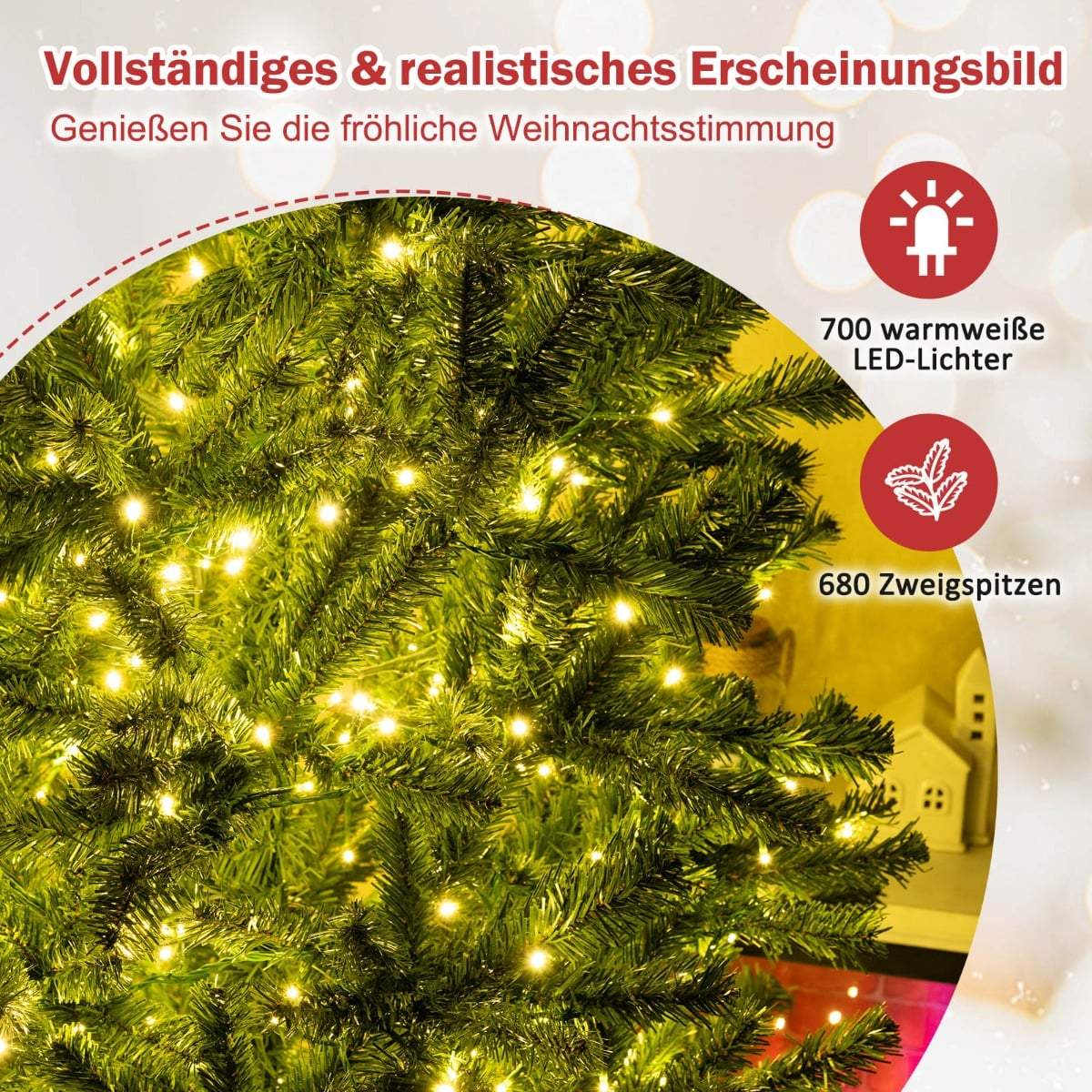 180 cm Artificial Christmas Tree with 700 LED Lights