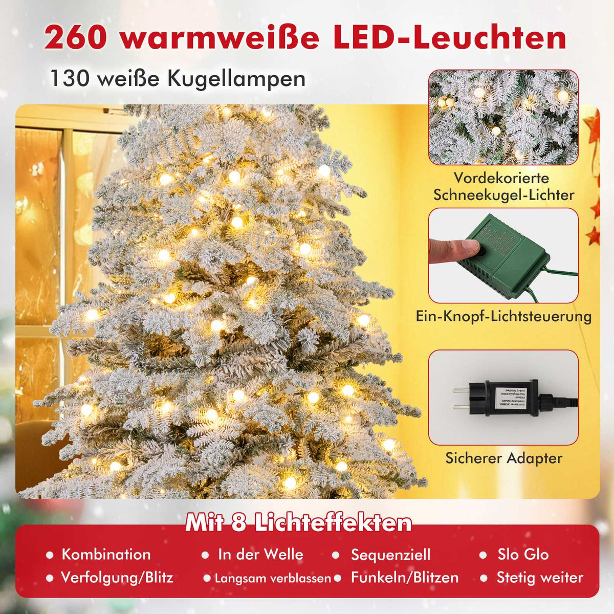 180 cm Artificial Christmas Tree with LED Lights