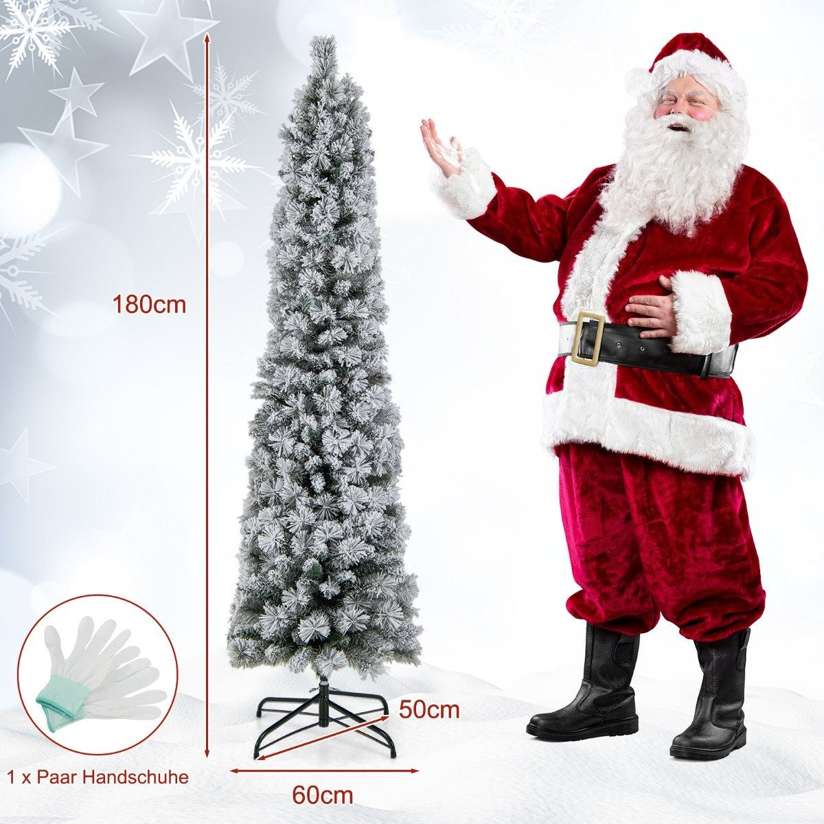 180 cm Christmas tree Snow covered Christmas tree with 150 warm white lights