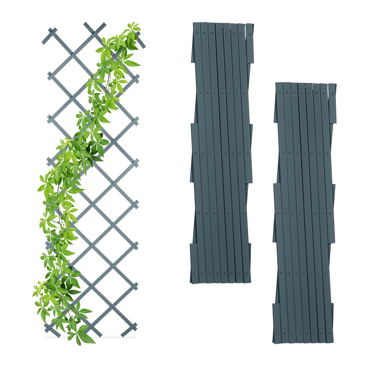 180 cm Extendable Trellis Set of 3 Grey