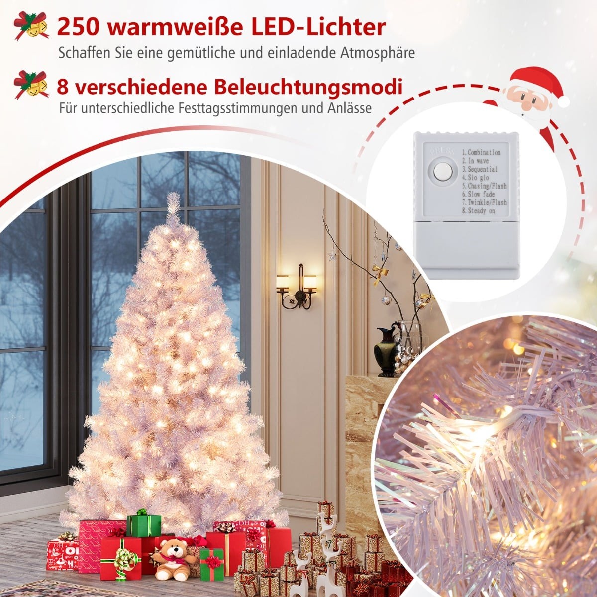 180 cm Pre-Lit Artificial Christmas Tree, Purple LED Lights