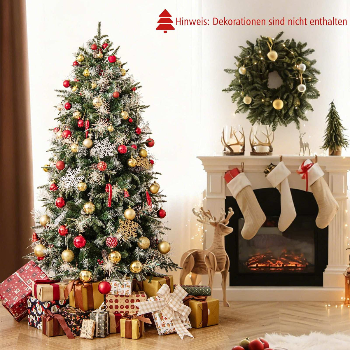 180 cm Pre-Lit Artificial Christmas Tree with LED Lights
