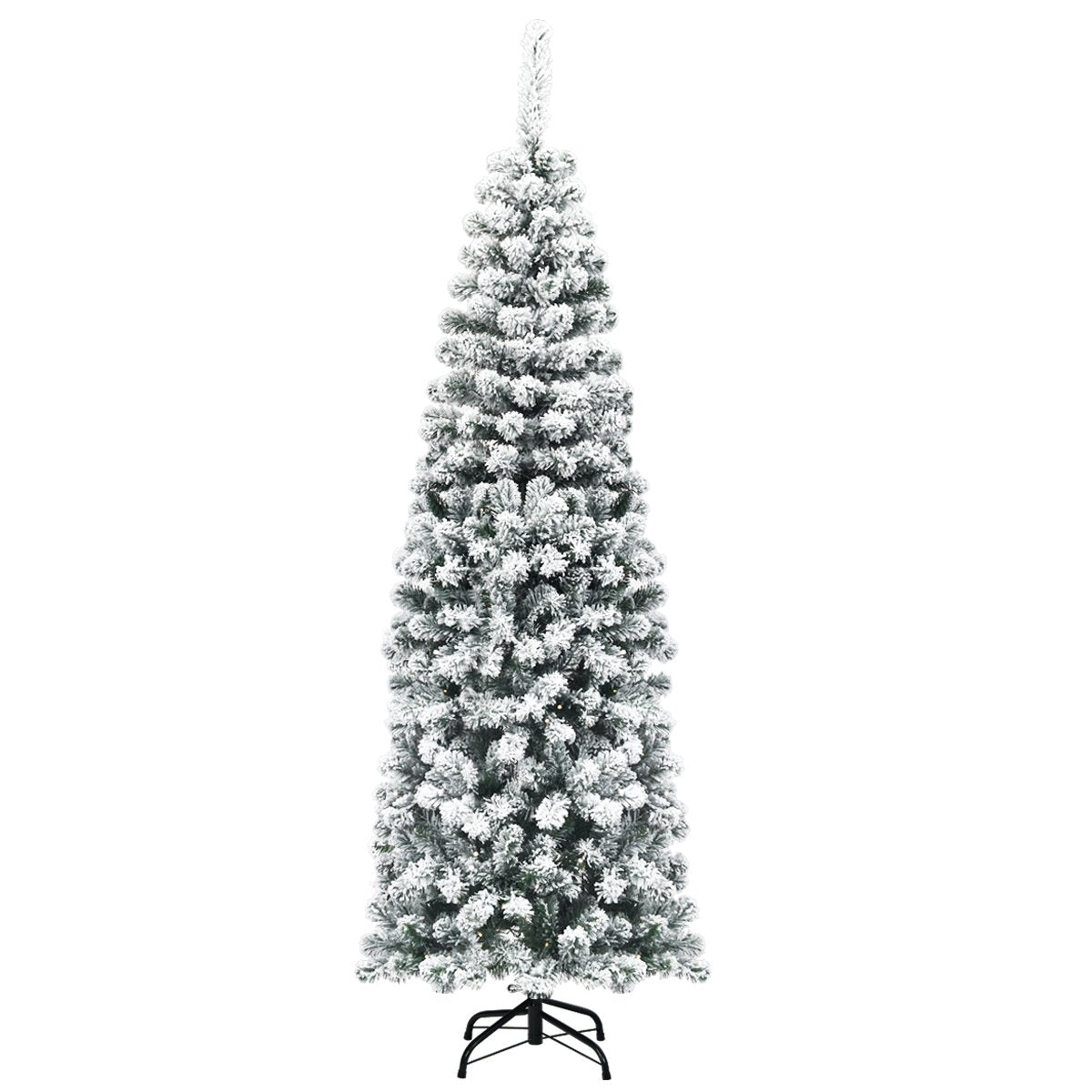 180 cm Snowy Pencil Christmas Tree with Metal Stand