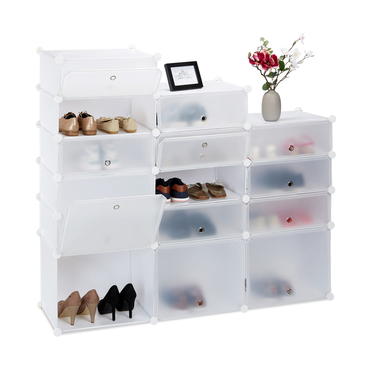 18-Compartment Plastic Shoe Cabinet