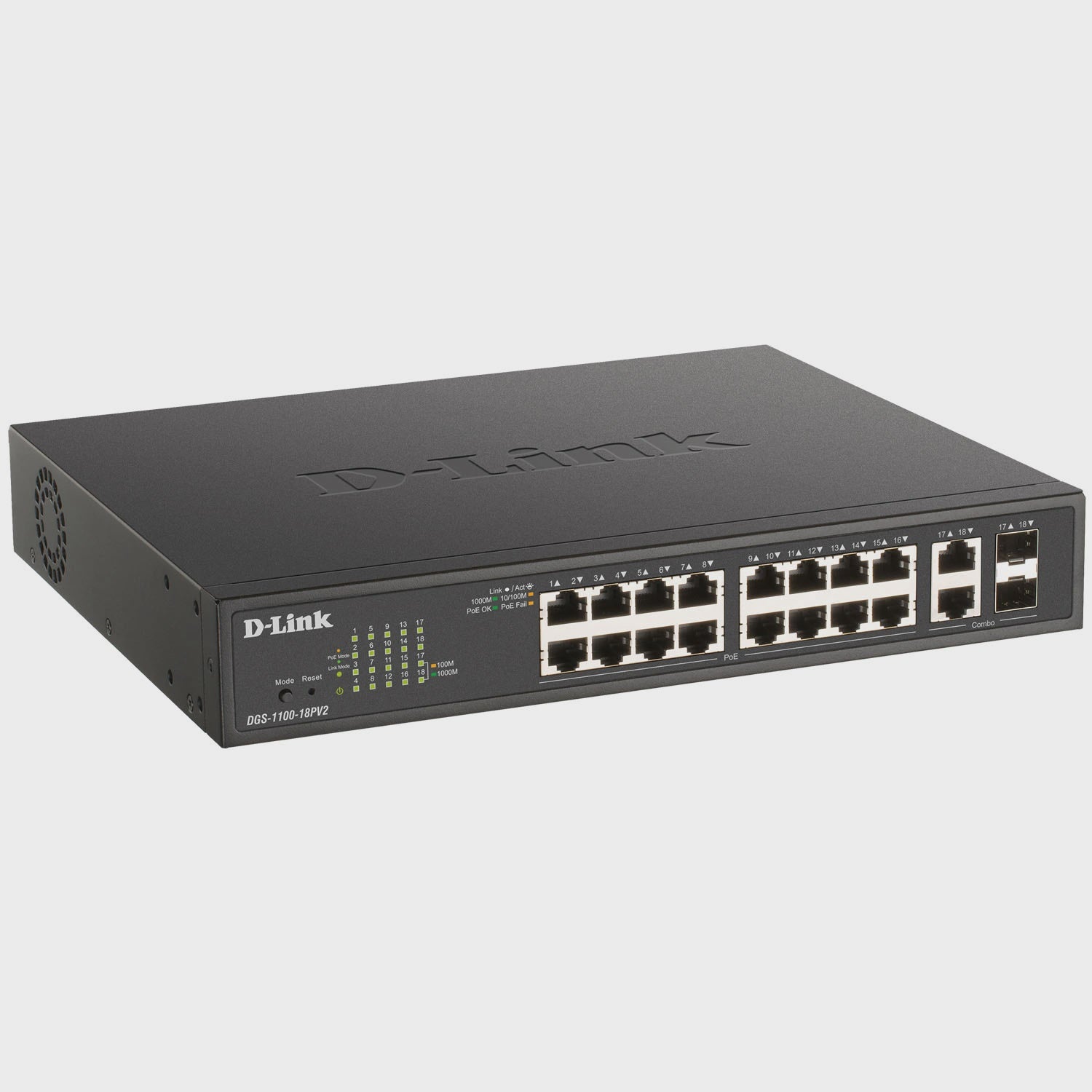 18-Port Smart Gigabit Switch with PoE, 130W Budget