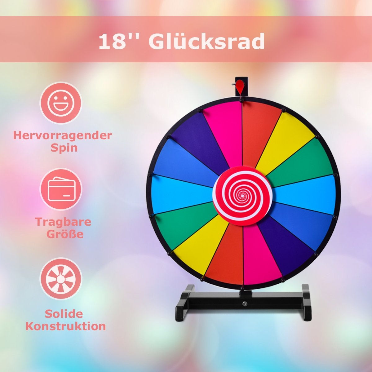 18" Wheel of Fortune Toy with Eraser & Marker Pen Wheel Games for Lottery Games φ48cm