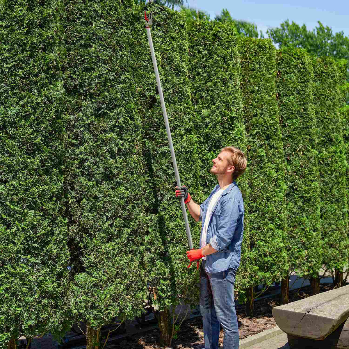 1.8 m tree shears, loppers for cutting, garden cutter with aluminum handle, long-handled garden shears, red