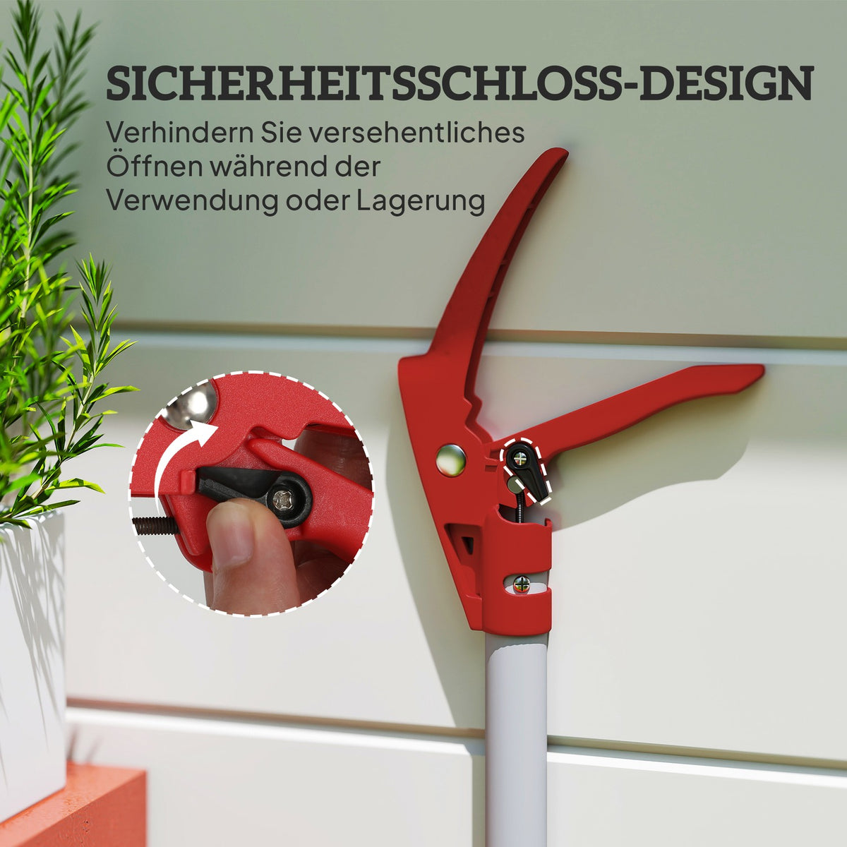 1.8 m tree shears, loppers for cutting, garden cutter with aluminum handle, long-handled garden shears, red