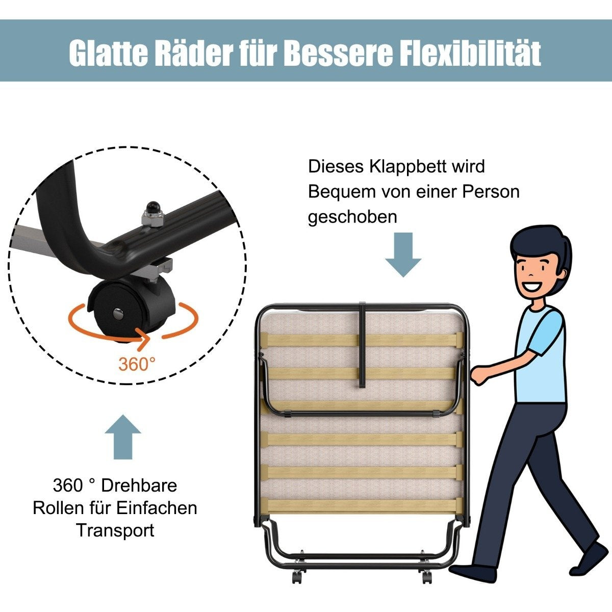 190 x 80 x 33 cm folding bed with mattress portable and rollable guest bed Made in Italy Beige Origin: Italy