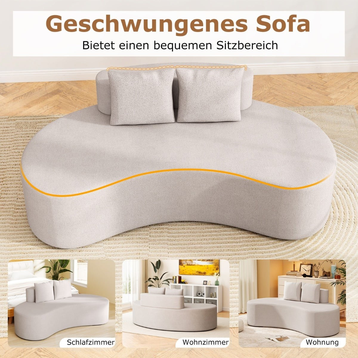 199 cm Gray Sofa Bed with 2 Cushions, Low Backrest