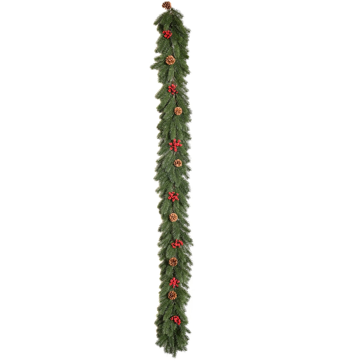 1.9M Artificial Christmas Garland Flower Decoration with Pine Cones Berries Christmas Garland Fir Tree for Stairs Fireplace PE Green