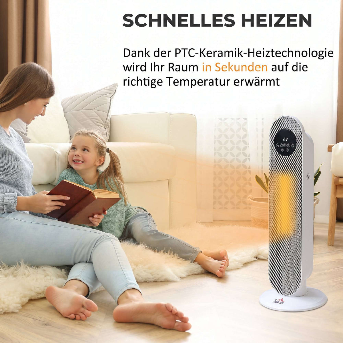 2000W Ceramic Heater with Remote, Oscillation, Timer