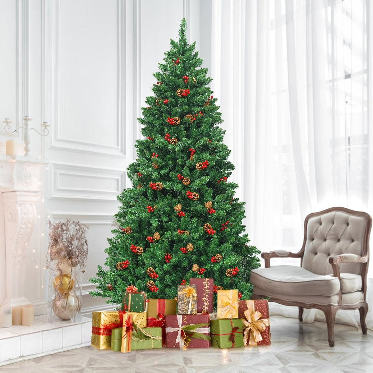 200cm artificial Christmas tree Christmas tree with 1100 branches & premium artificial tree green