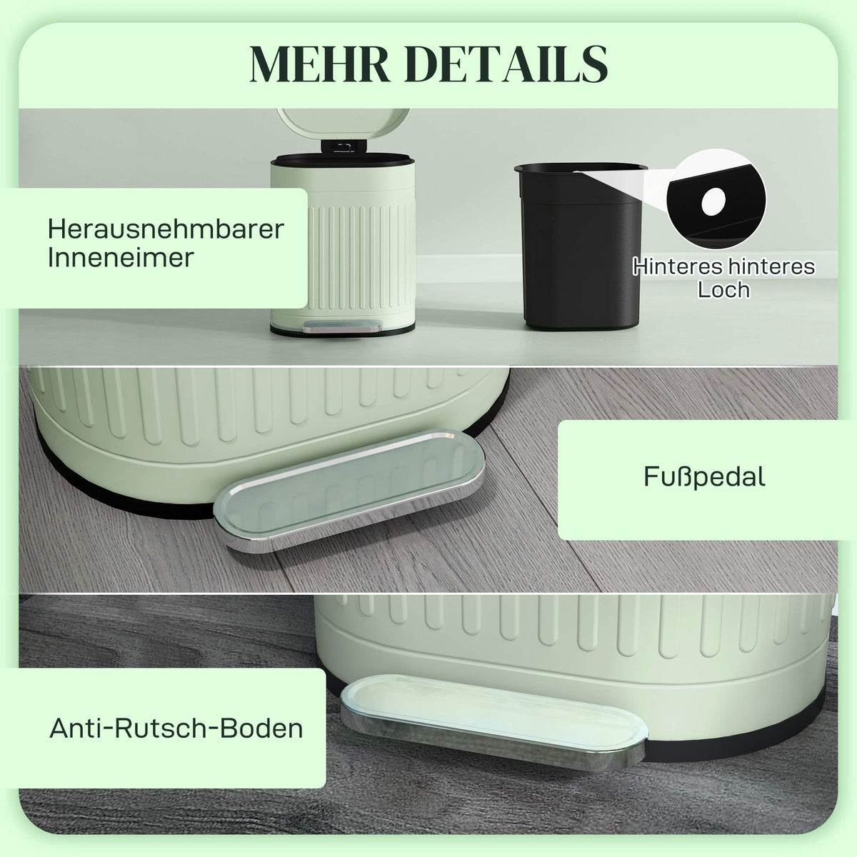20L Metal Pedal Bin, Soft-Close, Removable Inner Bucket