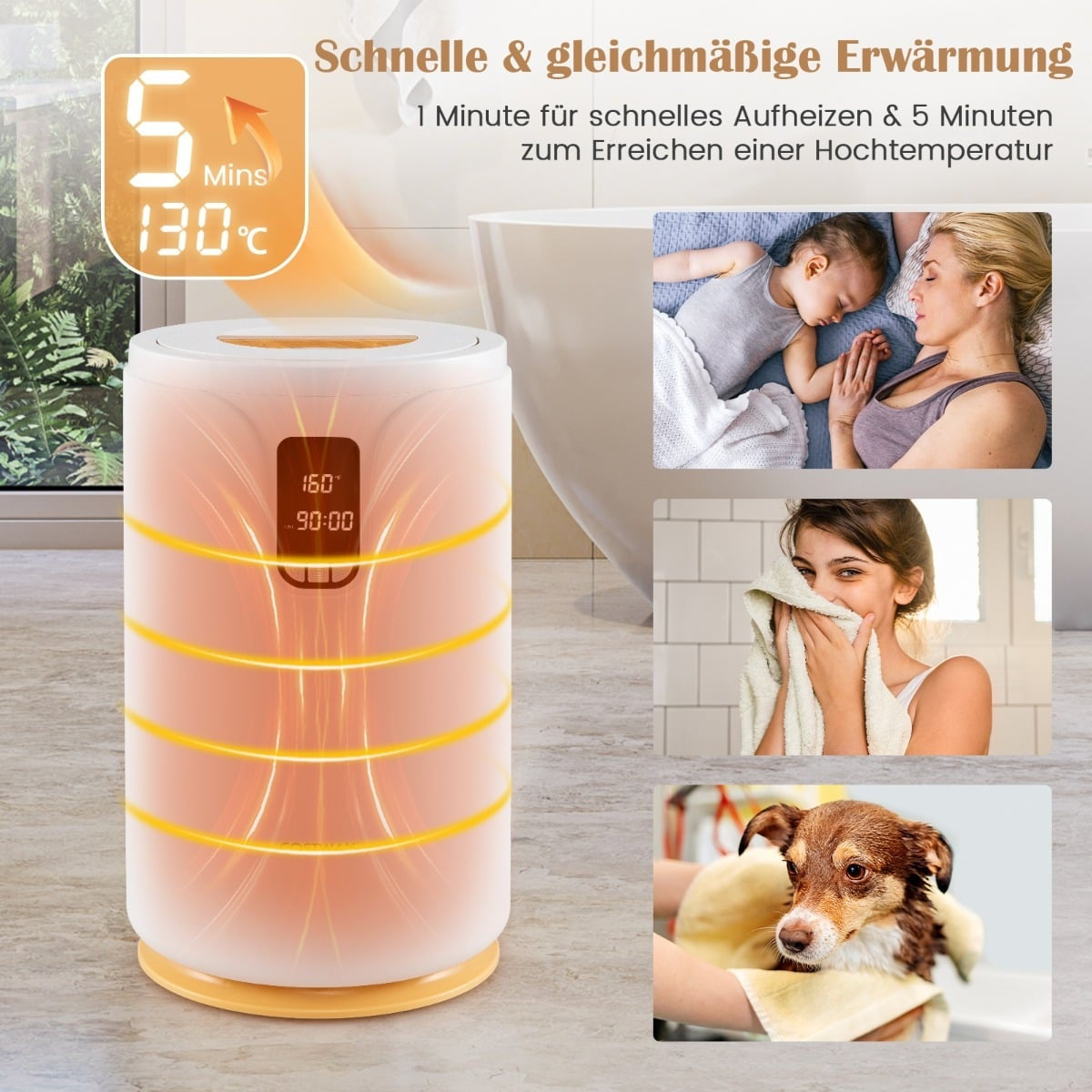 20L Towel Warmer Bucket with LED Light, Fast Heating