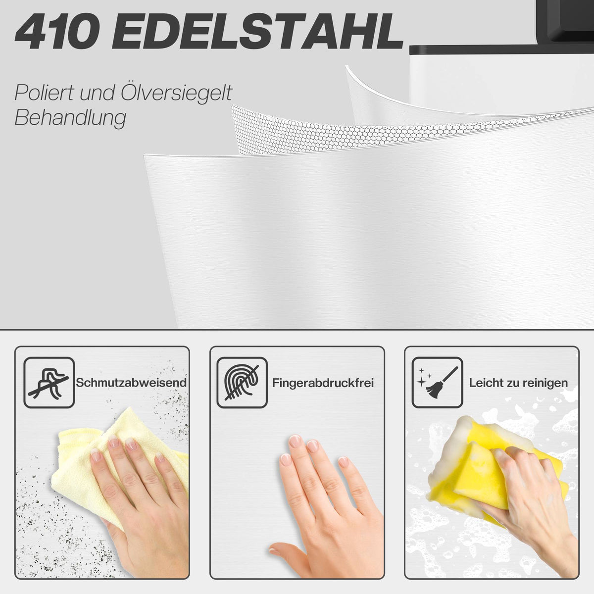 20L Trash Can, Soft-Close Lid, Stainless Steel, White