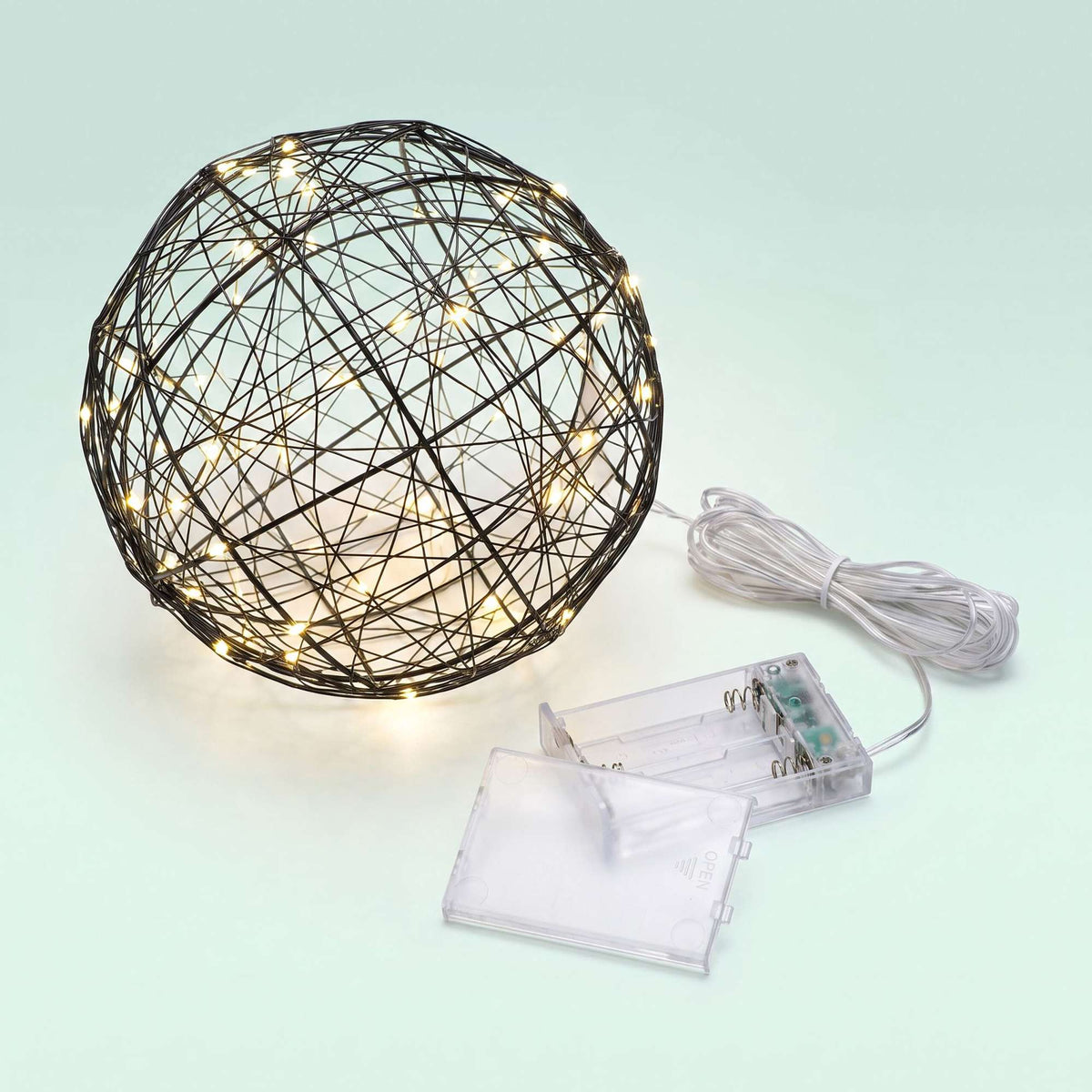 20 cm Black LED Decor Ball – Warm White Light